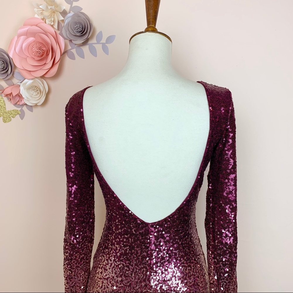 Mind Code Purple Sequin Backless Dress - image 7